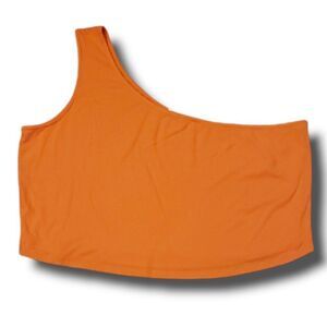 BP Womens One Shoulder Rib‎ Cropped Tank Top Coral Camelia Size 2X NWOT